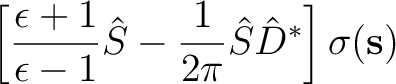 $\displaystyle \left[ \frac{\epsilon+1}{\epsilon-1} \hat S
-\frac{1}{2\pi}\hat S \hat D^* \right]
\sigma(\bf s)$